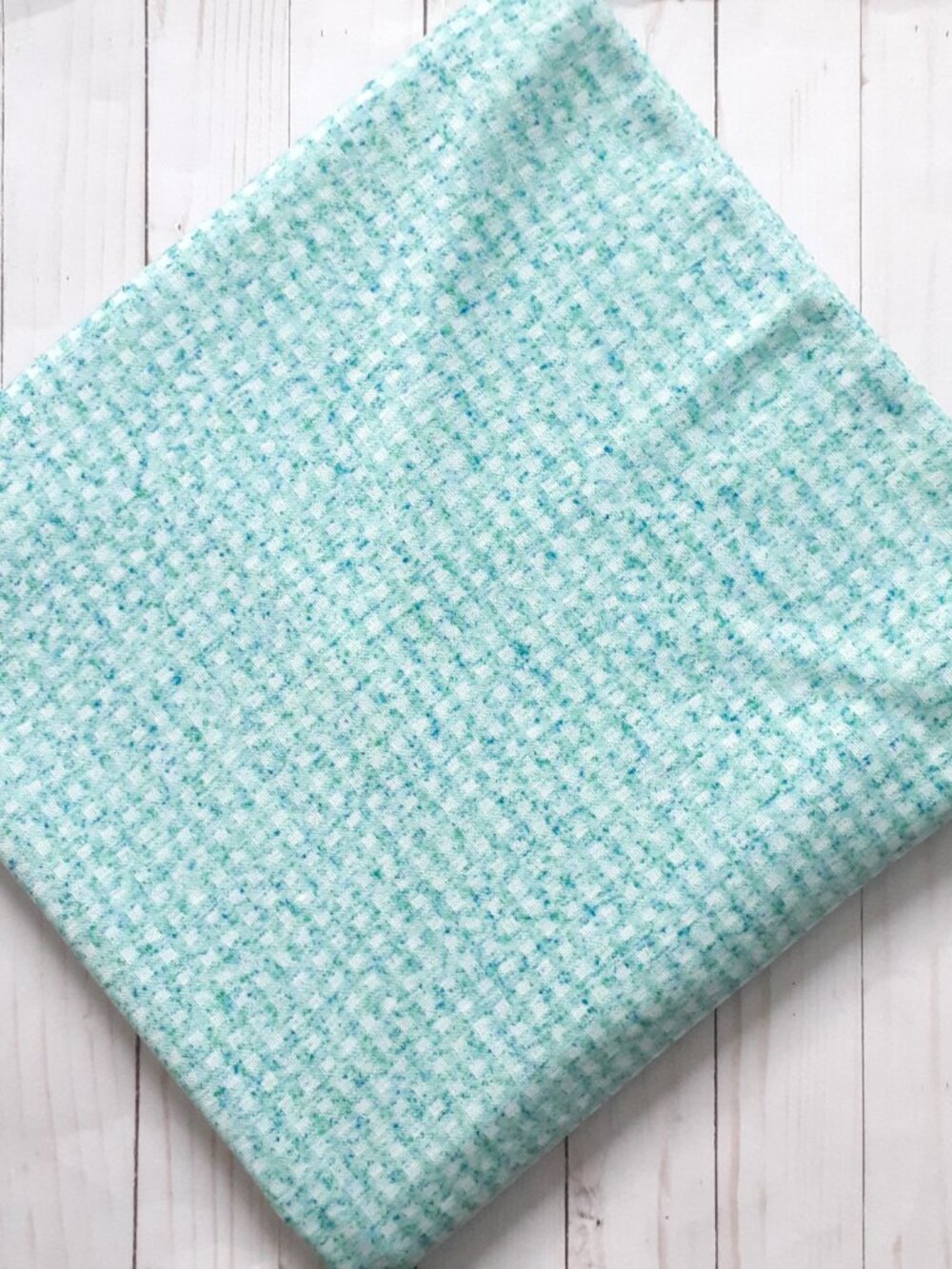 Vintage Gingham Check Knit Fabric Aqua Blue 66" Wide 5 yards